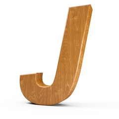 Fototapete - 3d Rendering wood material italic letter J isolated white background
