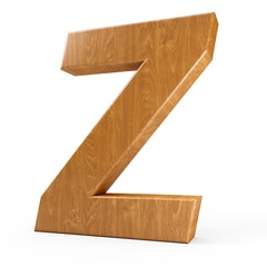 Fototapete - 3d Rendering wood material italic letter Z isolated white background