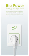 Wall Mural - Green energy concept background with bio power and electric plug , vector , illustration