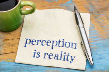 Wall Mural - perception is reality text on napkin