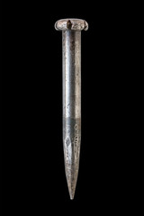 Huge iron spike isolated on white with clipping path