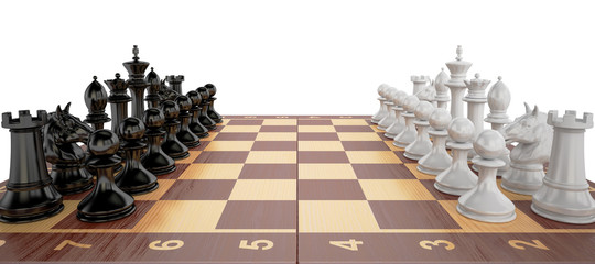 Poster - Chess - start the party, 3D rendering
