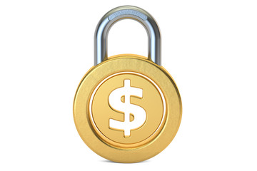 Poster - dollar padlock, 3d rendering