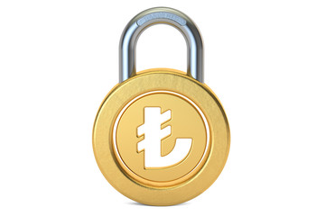 Poster - lira padlock, 3d rendering