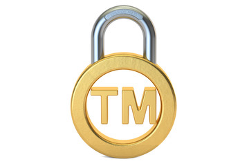 Poster - Trademark concept with padlock, 3D rendering