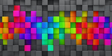 Rainbow Of Colorful Blocks Abstract Background - 3d Render
