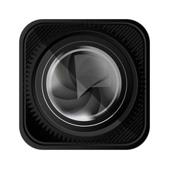 black lens camera icon, vector illustration design