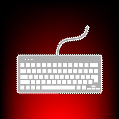 Poster - Keyboard simple sign. Postage stamp or old photo style on red-black gradient background.