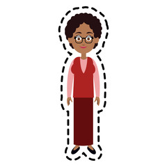 happy dark skin woman with short curly cartoon icon image vector illustration design 