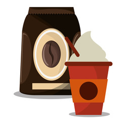 Sticker - ice coffee bag shopping vector illustration eps 10