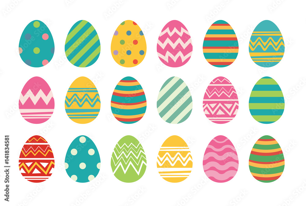 Set of easter eggs flat design on white background. Stock Vector ...