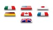 Big seven perspective Flags isolated vector