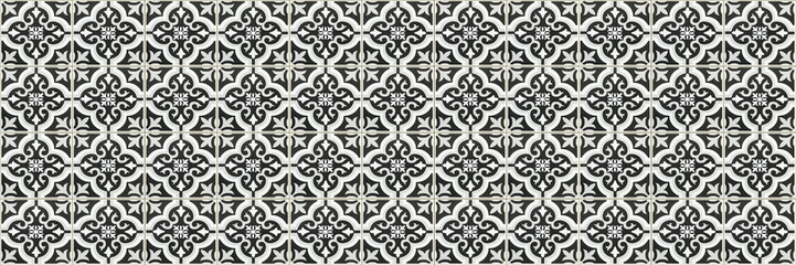 Poster - horizontal black and white ceramic tile texture for background and design