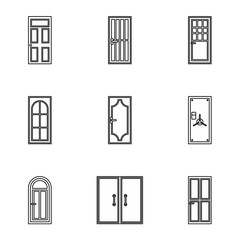 Poster - Exterior doors icons set, outline style