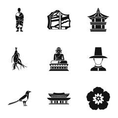 Wall Mural - Country of South Korea icons set, simple style