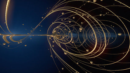 Poster - Abstract gold shiny shapes 3d rendering