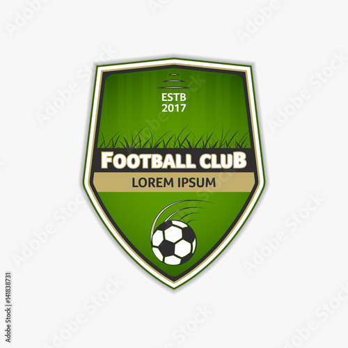 Green football logo template. Soccer logotype. Vector emblem sport