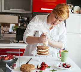 Wall Mural - Woman Making The Naked Cake