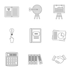 Poster - Business icons set, outline style