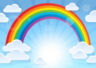 Poster - Rainbow and stylized clouds theme 1