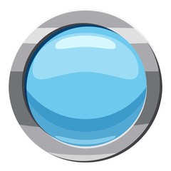 Poster - Blue round button icon, cartoon style