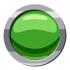 Poster - Round green button icon, cartoon style