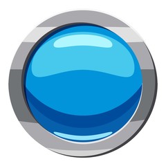 Poster - Circle blue button icon, cartoon style
