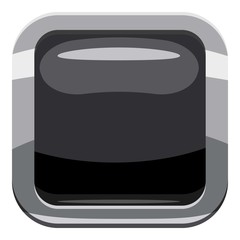 Poster - Black square button icon, cartoon style