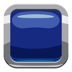 Poster - Blue square button icon, cartoon style