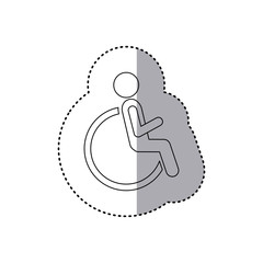 Wall Mural - sticker contour pictogram sitting in abstract reclininig wheelchair flat icon vector illustration