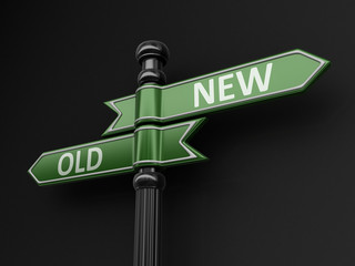 Poster - Old and New pointers on signpost. Image with clipping path 