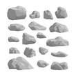 rocks and stones set on white background