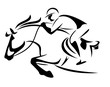 show jumping emblem - black and white vector outline of horse and jockey
