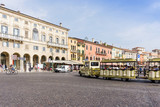 Fototapeta Miasto - Verona, ITALY - September 3, 2016. Beautiful street view of  Verona center. Shakespeare's plays are set in Verona: Romeo and Juliet, The Two Gentlemen of Verona, and The Taming of the Shrew.