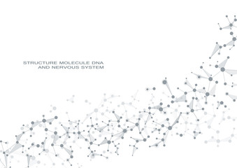 Wall Mural - Molecule DNA and neurons vector. Molecular structure. Connected lines with dots. Genetic chemical compounds. Chemistry, medicine, science, technology concept. Geometric abstract background.