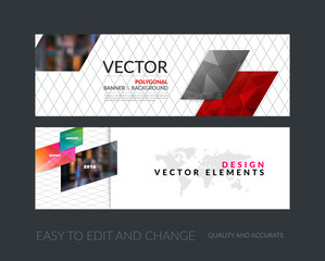 Canvas Print - Vector set of modern horizontal website banners with colourful d