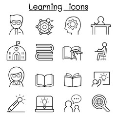 Wall Mural - Learning & Education icon set in thin line style