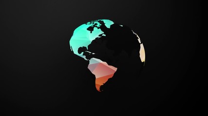 Wall Mural - looping spinning geometric color globe world map earth
