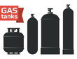 Various gas tanks sihlouette icons set.