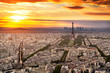 Panorama of Paris at Sunset, France
