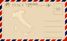 Vintage Postcard With Map Of Italy