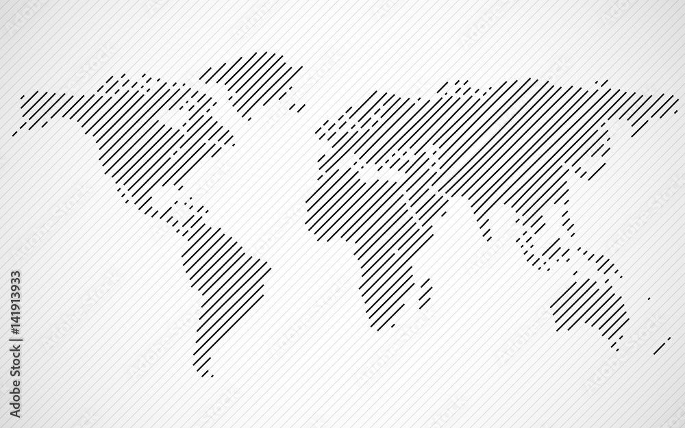 Abstract World map with lines. World stripes map. Vector Stock Vector ...