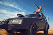 © EVGENY FREEONE - Woman warrior in futuristic clothes with car