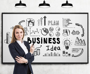 Wall Mural - Woman with crossed arms and business idea