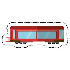 Sticker - red train rail passenger transport shadow vector illustration eps 10