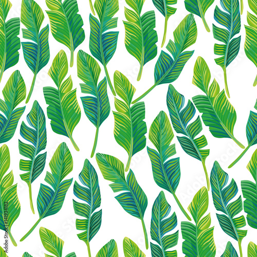 Stoffe zum Nähen Palm leaves seamless pattern white background