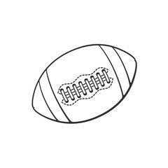 Wall Mural - Vector illustration. Hand drawn doodle of leather American football or rugby ball. Sports equipment. Cartoon sketch. Decoration for greeting cards, posters, emblems, wallpapers