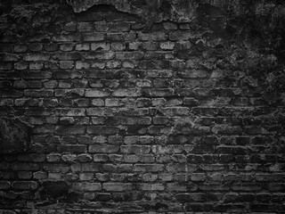 Wall Mural - texture of a black brick wall background gloomy background for design