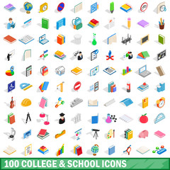 Poster - 100 college and school icons set