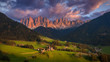 Idyllic sunset landscape from South Tyrol Alps